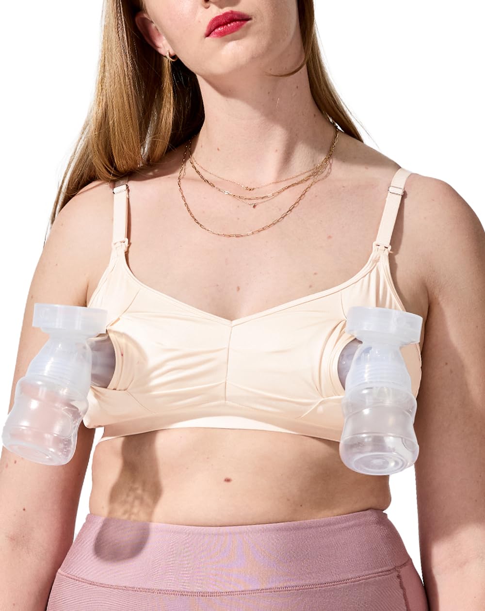 Photo 1 of Bodily The Do Anything Nursing Bra for Breastfeeding & Hands Free Pumping, Wireless, Adjustable Maternity Bra with Soft, Breathable Fabric, Versatile (Medium, Sunrise)