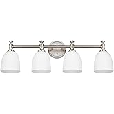 Ntsunxeko Bathroom Vanity Light, 4-Light Bathroom Light Fixtures Over Mirror, Traditional Vanity Lights for Living Room, Milk
