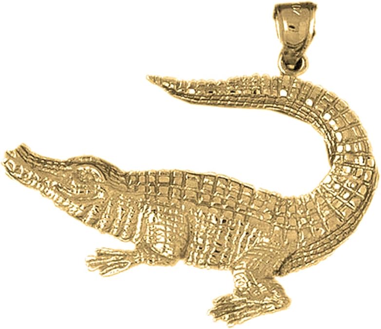 Jewels Obsession 14K Yellow Gold Crocodile Pendant 38 mm