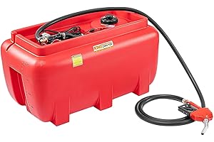 KING CHAO FOO 52 Gallon Gasoline Transfer Tank, Portable Gas Tank with 12V Electric Fuel Transfer Pump, Gasoline & Diesel Tank with 13ft Electric Wire & 3 Gears Padlock Automatic Fuel Nozzle,Red