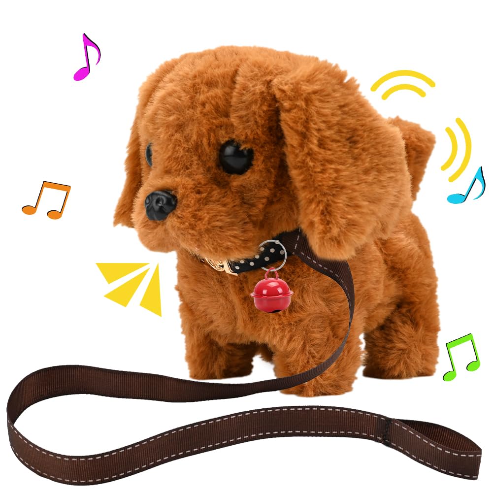Toy Dogs for Kids Plush Brown Labrador Toy Electronic Interactive Plush Dog Toys for 1-6 Year Old Kids Simulation Pet Dog Walking Nod Barking Wagging Tail Puppy Educational Toys for Boys Girls (AA) — image 1