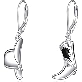 TIGER RIDER Cowboy Earrings 925 Sterling Silver Cowboy Boots Hat Guitar Dangle Earrings Jewelry for Women men