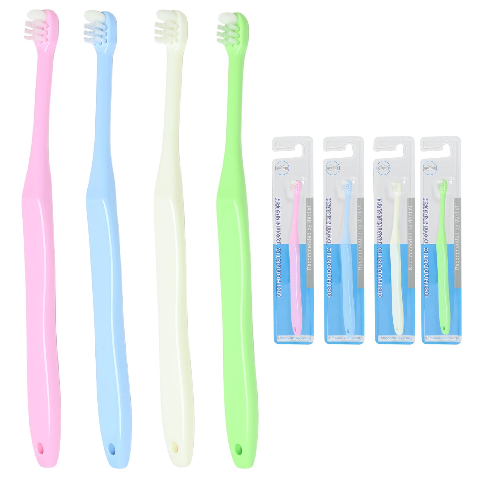 4 PCS Orthodontic Toothbrushes Small Head Wisdom Toothbrush for Inbetween Back Teeth Braces Extra Clean Medium Soft Detail Cleaning for Adults Sensitive Irritated Gums Gently removes Plaque
