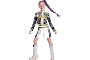 YEESON Girl Kids Demon Costume Hunters Cosplay Costume Halloween Top Pants(no gloves) Full Set Outfit