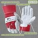 Wells Lamont Leather Work Gloves with Safety Cuff, Double Palm, Split Cowhide, One Size (4050) , Black , Large , Red