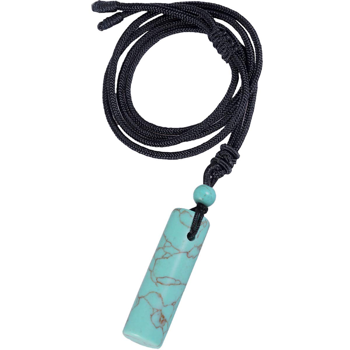 Nupuyai Howlite Turquoise Healing Crystal Cylinder Necklace for Women Men, Reiki Chakra Energy Pendant with Adjustable Cord 68cm