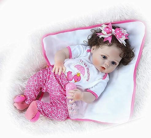 Happy Ms Reborn Baby Dolls Soft Silicone Vinyl 22 56cm Lifelike Baby Doll Bath Toy Pinky Newborn Curly Fiber Hair Realistic Reborn Babies Girls For Best Companionship Gift Age 3 Toys Amazon Co Uk Sports