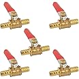 5PCS 1/4 Inch Hose Brass Barb x Barb Mini Ball Valve Shut Off Switch for Garden Water Hose Pipe Fittings