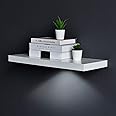 WELLAND White Floating Shelf with Touch-Sensing Battery Powered LED Light,Wall Mounted Display Shelves for Entrance, Living Room, Bedroom, Kitchen and Bathroom (24-INCH, White)