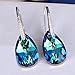 EleQueen 925 Sterling Silver CZ Teardrop Shepherd Hook Dangle Earrings Bermuda Blue Made with Austrian Crystal for Women, Valentine's Day/Mother's Day/Christmas Jewelry Gift