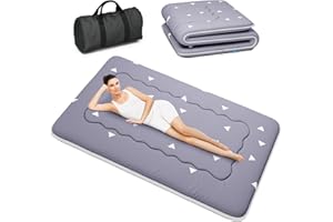 Kiseely Japanese Futon Mattress, Foldable Tatami Mat Portable Dormitory Sleeping Pad with Bag & Strap, Floor Thicken Sleeping