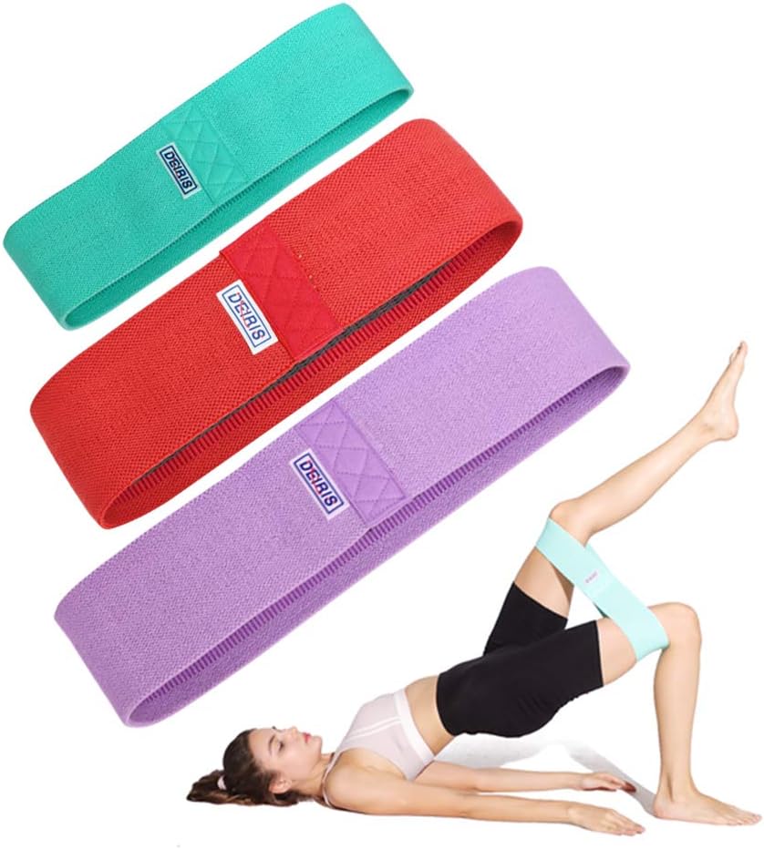 Deiris Booty Resistance Training Bands, Non-Slip Soft Fabric Wide Hip Workout Band (2 Set) for Legs and Butt, Activate Glutes and Thigh for Women and Men.