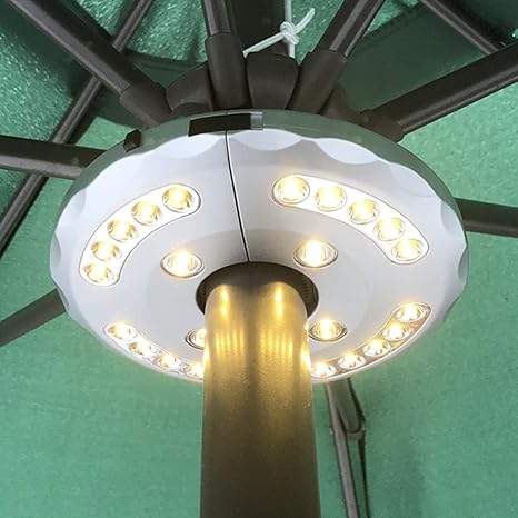Camping Tents Or Outdoor Use Battery Operated Silver Umbrella Pole Light Camping Lights For Umbrellas 3 Lighting Modes Wireless 24 Led Lights At 200 Lumens Patio Umbrella Light Warm White Wishhome Umbrella Lights