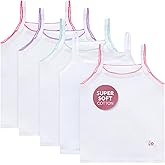 Feathers Girls Undershirts Tagless Camisoles - 5 pk Super Soft Cotton Cami Girls Tank Tops
