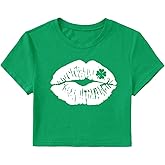 Women's St. Patrick's Day Crop Top St. Paddy's Day Shirt Irish Shirts Shamrock Graphic Short Sleeve Crop Tops for Teen Girls