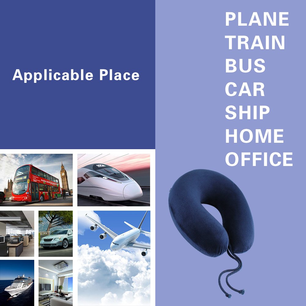 TUXWANG Travel Pillow Memory Foam Neck Support Pillow for Train, Airplane, Car, Bus or Camping, Airplane Neck Pillow Travel Pillow