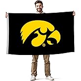 Iowa Hawkeyes College Sports Printed Flag - NCAA Licensed - Nylon - School Banner (Black, Gold, 3' x 5')