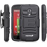 Moto G 1st Gen Holster Case, Fosmon STURDY [Locking Swivel Belt Clip | Kickstand] Rugged Heavy Duty Shock Proof Case for Motorola Moto G 1st Gen (Black/Black)