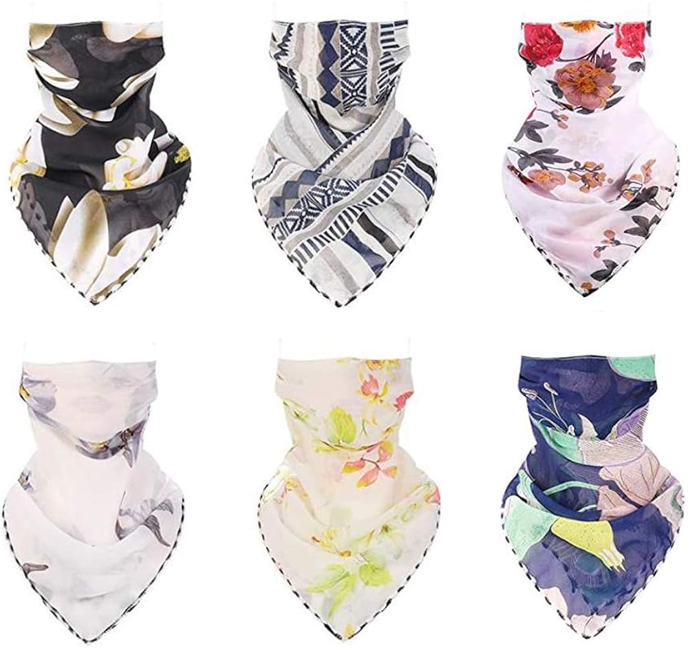6 Pieces Sun Protection Face Cover Chiffon Neck Scarf UV Protection