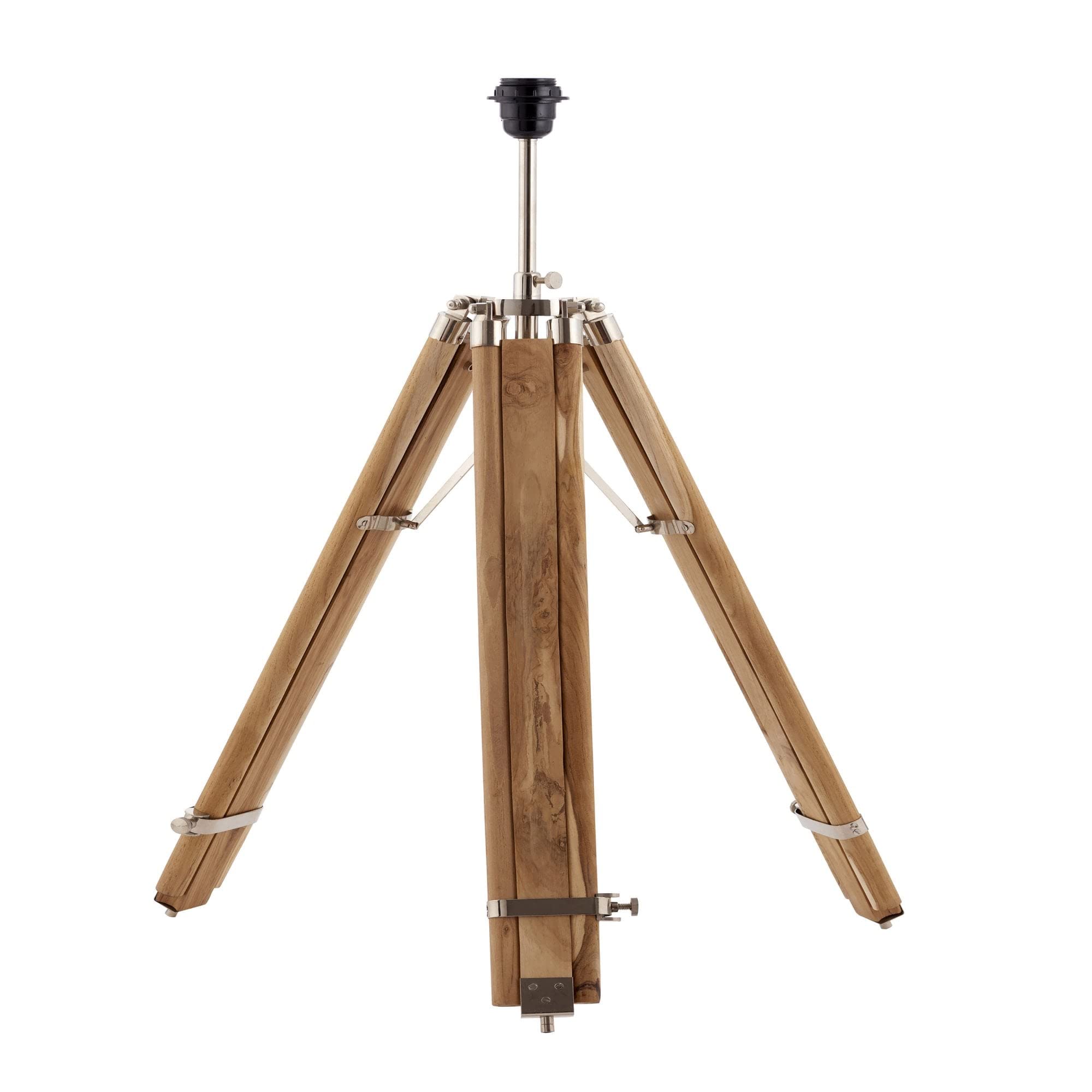 Endon Tripod base only floor 60W Teak wood & bright nickel plate