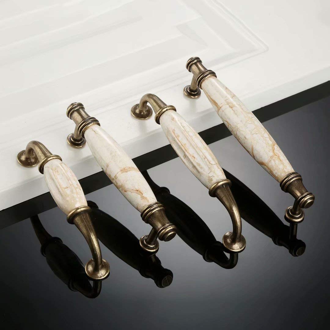 TM FBSHOP 6pcs Vintage Marmor Kleiderschrank Türgriffe Keramik Zink