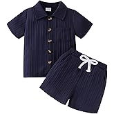 Toddler Baby Boys Clothes Ribbed Button-Down Shirt Tops +Shorts Pocket Outfit 2 PCS set 12 Months-5T Without Tee