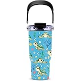 NIAXAUYT Sea Turtle Gifts Tumbler with Top Handle and Flip Straw Lid 20oz Ocean Stainless Steel Insulated Travel Cups - Christmas Birthday Ideas for Beach Turtles Lover & Marine Life Coffee Mugs