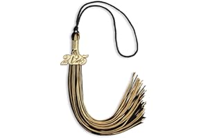 Endea Graduation Mixed Double Color Tassel with Gold Date Drop (Black/Antique Gold, 2025)