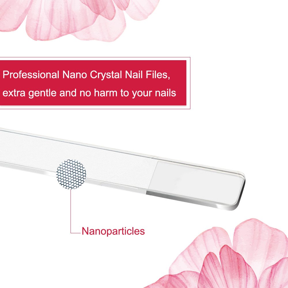 Professional Nano Cristal Limes à ongles, Aroc Manucure Pédicure Soin des ongles poli fichier ongles des ongles pour ongles naturels et acrylique avec étui de rangement (Poignée sans miroir) (1pc)