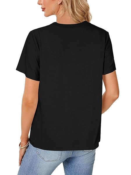 ROOSCIER WOMEN’S DRESSY CASUAL BLOUSES PLEATED KEYHOLE SHORT SLEEVE WORK SHIRTS TOPS BLACK MEDIUM