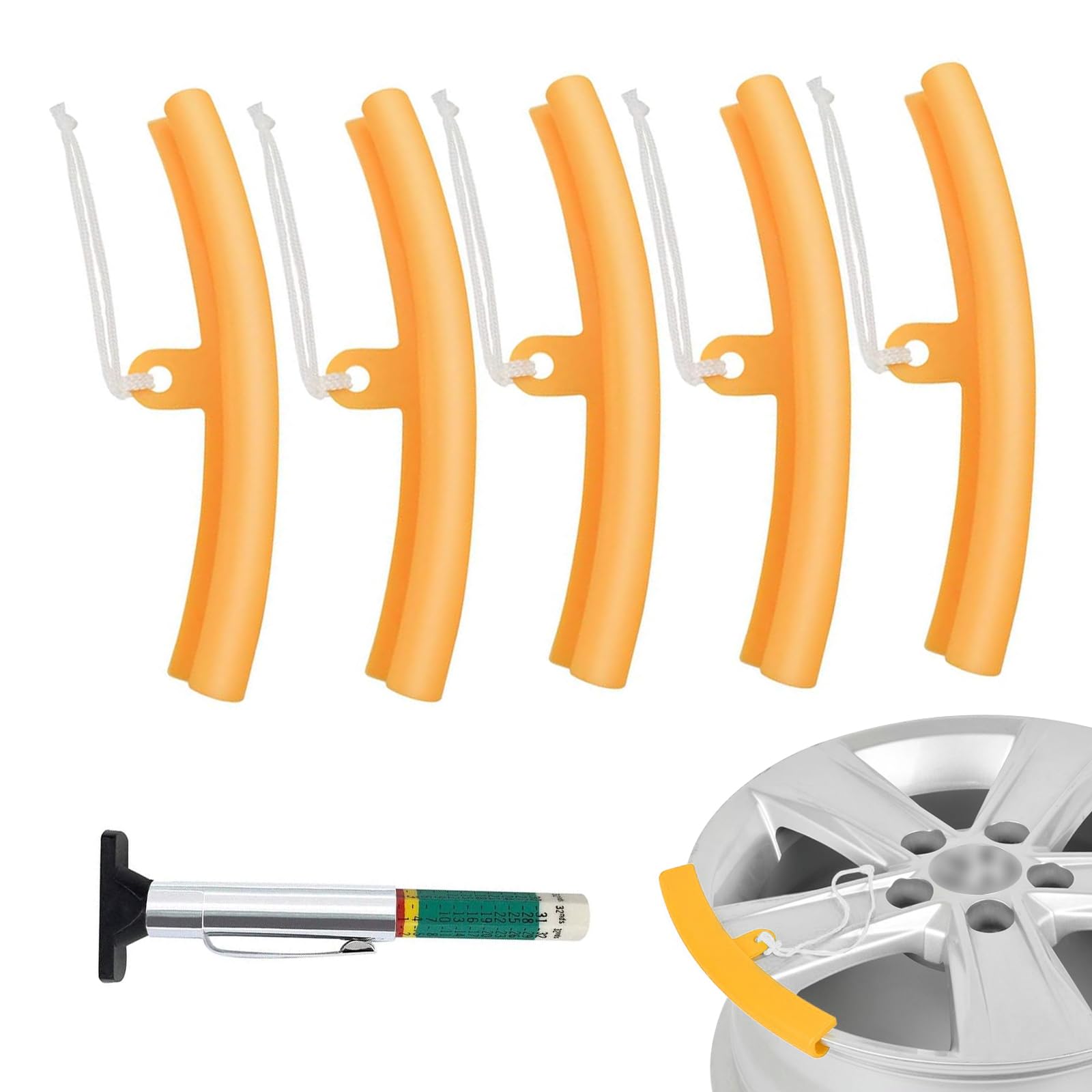 No-branded Boloest 5 Pcs Tyre Changer Guard Wheel Rim Edge Protector Tyre Rim Protector Tyre Change Tool for Car Motorcycle Bicycle(Orange)
