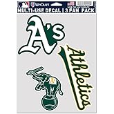 MLB Oakland Athletics Decal Multi Use Fan 3 Pack, Team Colors, One Size