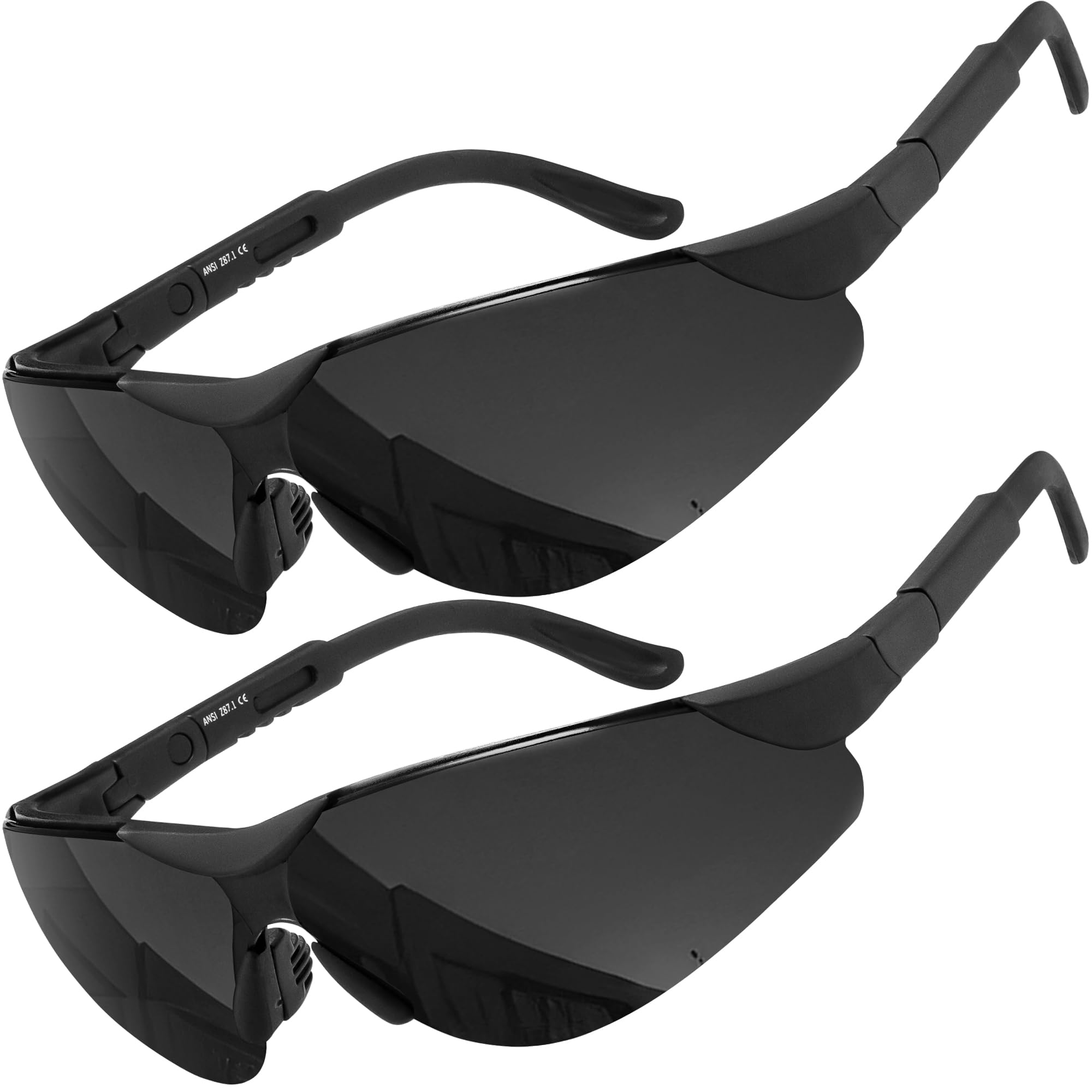 grinderPUNCH 2 Pairs Bifocal Safety Sunglasses Black Lens with Reading Corner - Fully Adjustable Arms Diopter/+1.50