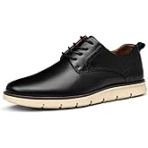 Hantatop Mens Dress Shoes, Genuine Leather Lace Up Brogue Wingtip Casual Oxford Shoes, Comfortable Stylish Business Formal Dress Sneakers for Office Dating Wedding