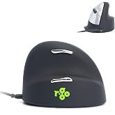 R-Go HE Ergonomic Mouse, with Break Software, USB-C Wired (with USB-A Converter), Vertical Design, Anti-Carpal Tunnel, Silent Click, Customisable Buttons, Compatible for Windows/Mac OS, Black/Silver