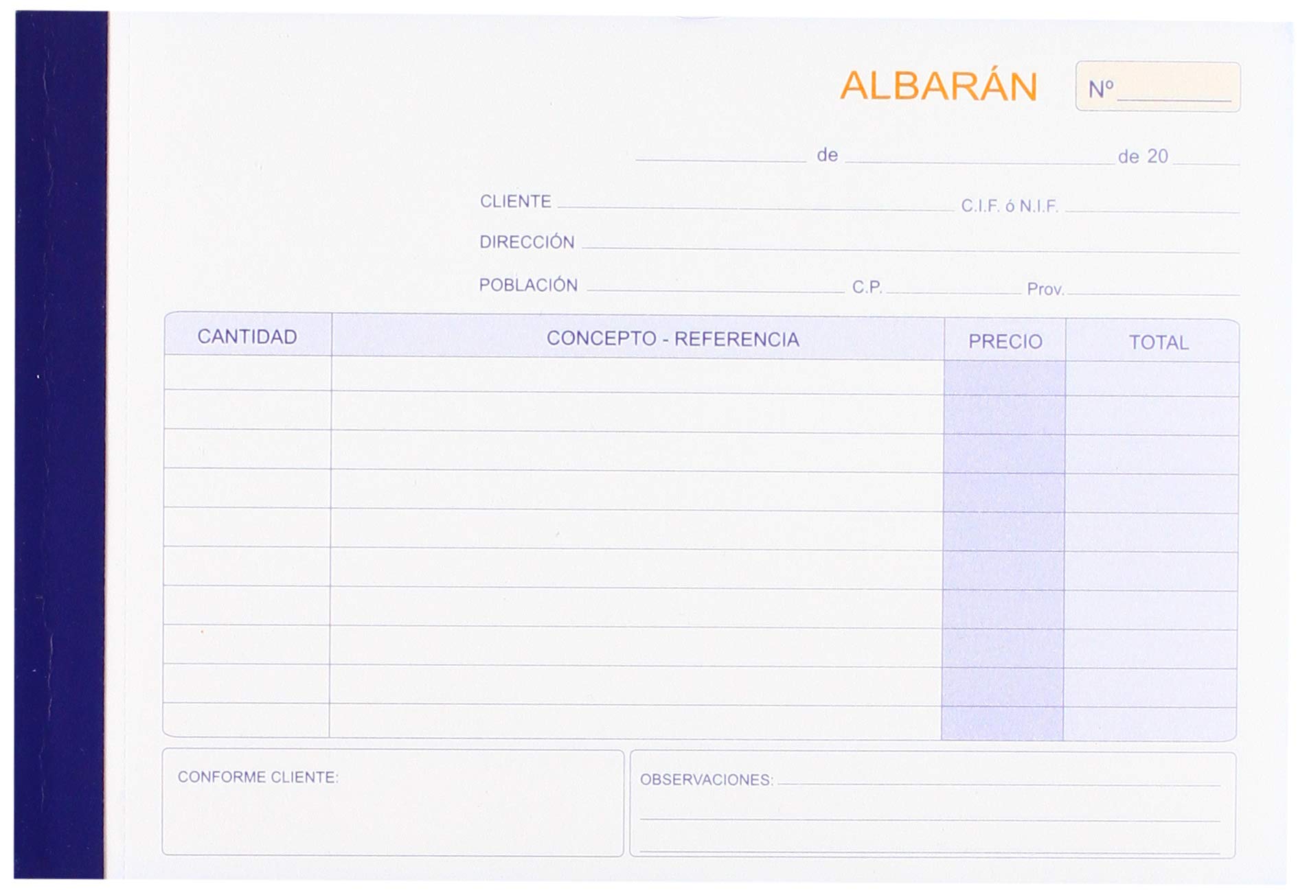 Marino 132873 Albarán 1/4 Landscape Format/Carbonless Duplicate 119/2 Check Book