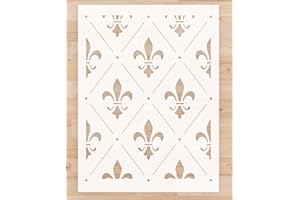 CELAENO Fleur De Lis Wall Stencil for Painting, 12x 16 Inch Reusable Classic Paint Stencil Template for Painting Repeated Patterns on Walls, Floors, Furniture, Fabric