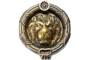 Anatolica Traditional Solid Brass Sandringham Lion Head Door Knocker(Antique Bronze)