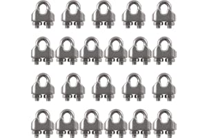 Cozihom 1/8 Inch M3 Wire Rope Cable Clip Clamp, 304 Stainless Steel, U Bolt Saddle Fastener, 22 Packs