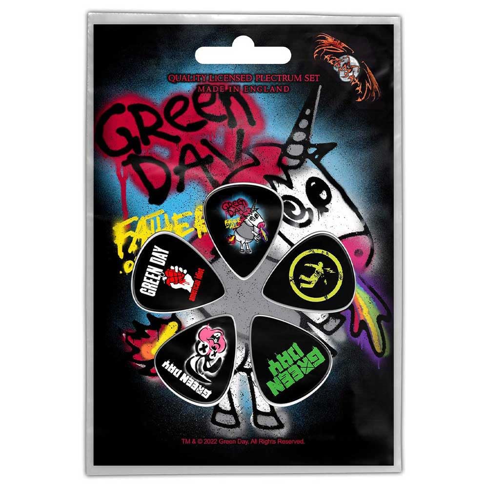 Green Day Guitar Picks Father of All Official Black 5 pack Plectrum One Size
