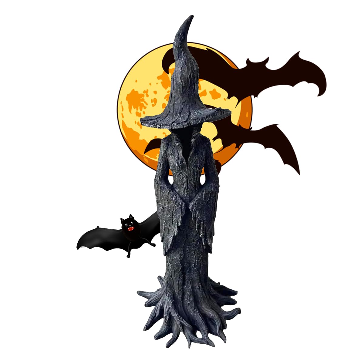 Photo 1 of Halloween Decor Witch Statue Resin Craft - 11.81'' Retro Witch Statue with Mysterious Curse Theme, Desktop Ornament & Home Decoration, Perfect for Halloween Festival