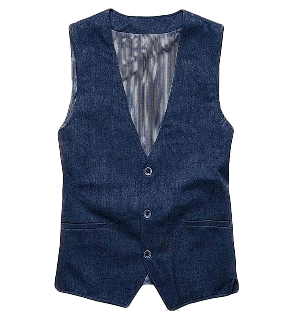 （フッカツ）ベスト メンズ ジレ 春夏 ジレベスト 綿麻 サマーベスト ストレッチ素材 ビジネス 紳士 結婚式 リネン 無地 テーラードベスト 3ボタン フォーマル スリム 大きいサイズ ネイビー4XL