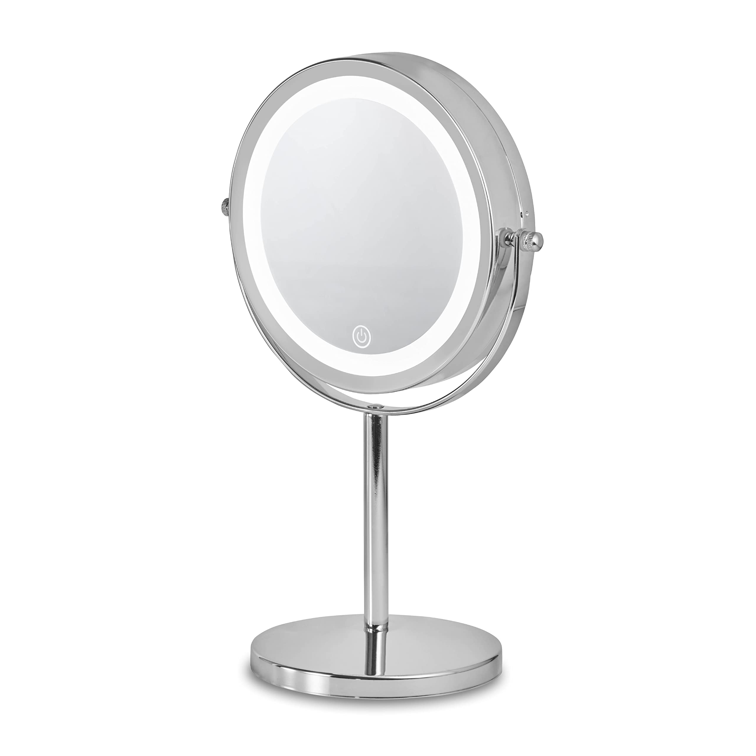 Carmen C81117 Illuminated Cosmetic Vanity Mirror with Touch Sensor, 360° Adjustability, Dimmer Function, Chrome