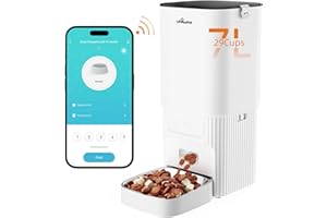 UPAWPIA Automatic Cat Feeder 7L/29Cup Automatic Dog Feeder 5G/2.4G WiFi Programmable Cat Food Dispenser APP Remote Feed 15 Meal 50 Portion Dog Food Dispenser 10s Voice Record with Desiccant Bag