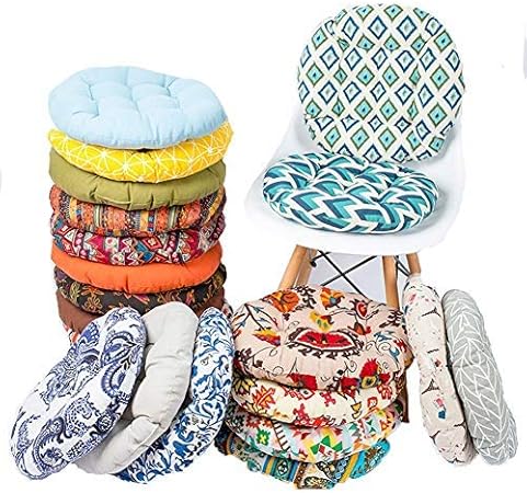 Amazon De Wateralone Runder Stuhlkissen Baumwolle Leinen Sitzkissen Bunte Gartenstuhl Kissen