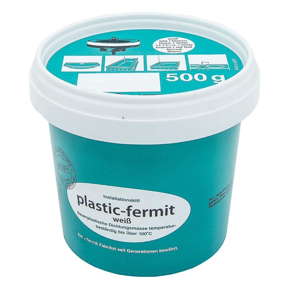 Schläfer 1855 | Fermit Hydraulic Sealing Paste, Elastic Putty White Color, 500 gr. Moldable, Plastic-Fermit, Soft, for Ceramic Shower Sink Pipes.