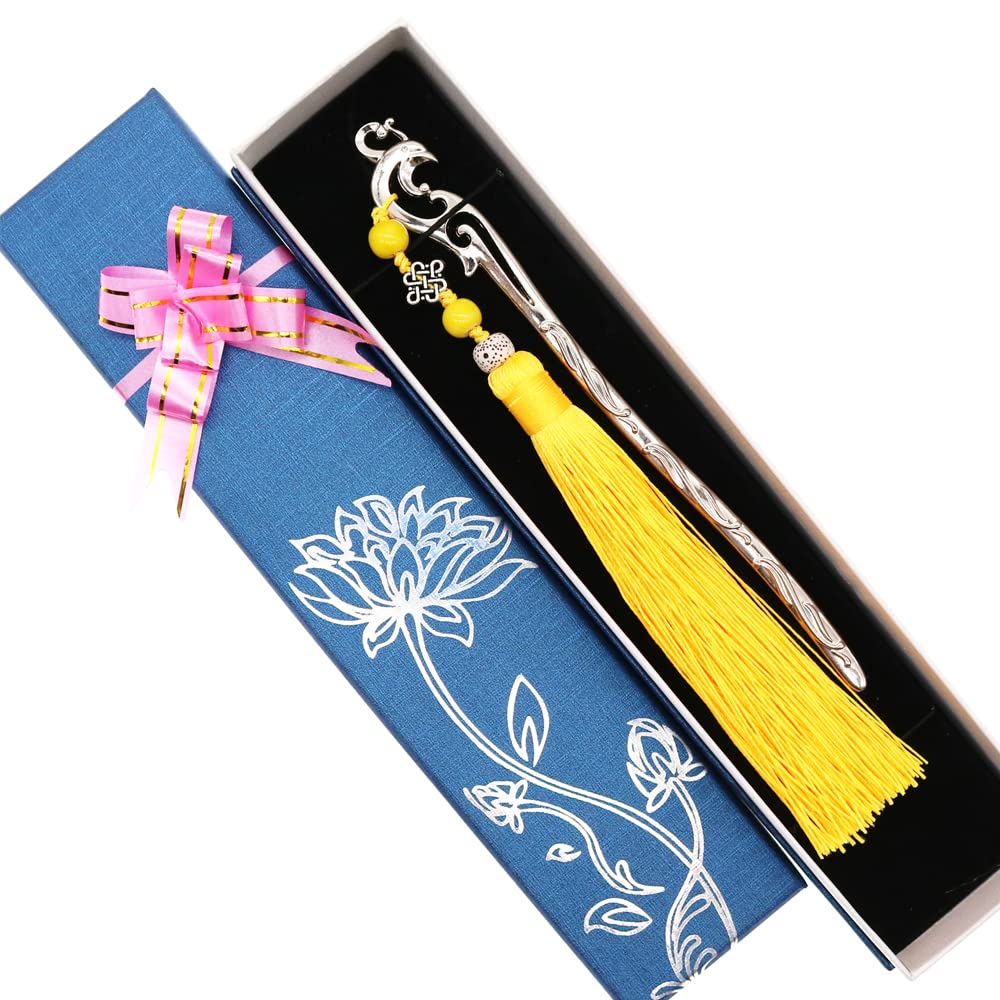 BITEYI Metal Bookmark with Tassels,Classical Bookmark and Creative Thumb Book Page Holder Gift Box Set for Book Reading Lovers (Feng Huang)