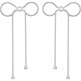 ENSKEFEN Gold Bow Drop Earrings for Women Silver Ribbon Dangle Earrings Trendy Bowknot Earrings Wedding Fashion Jewelry