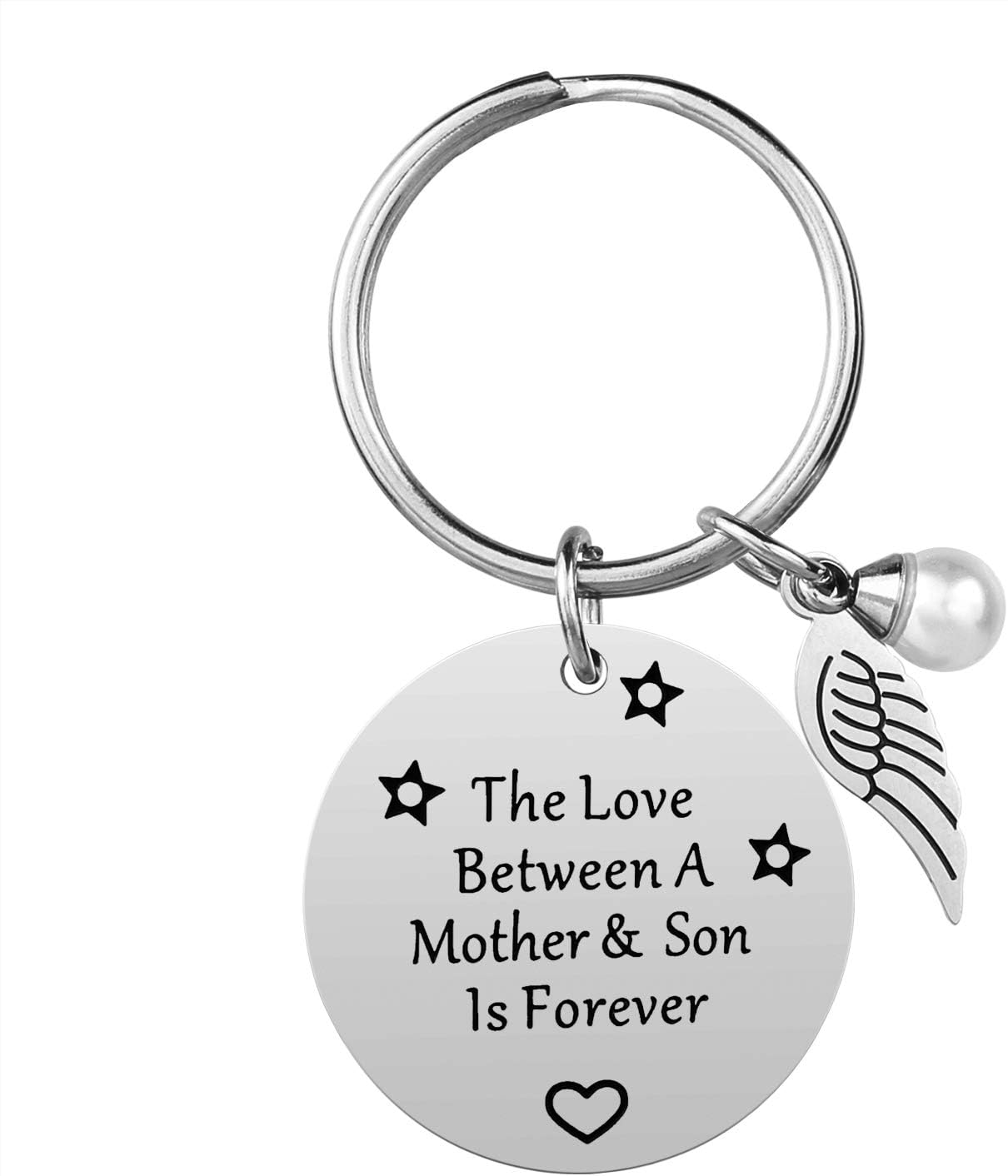 Mom Gifts Idea from Son - The Love Between A Mother & Son is Forever Keychain, Stainless Steel, Best Mother's Day Gift, Mother Son Inspirational Jewelry for Birthday