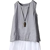 IXIMO Women's 100% Linen Sleeveless Tank Tops Summer Shirts Casual Blouses